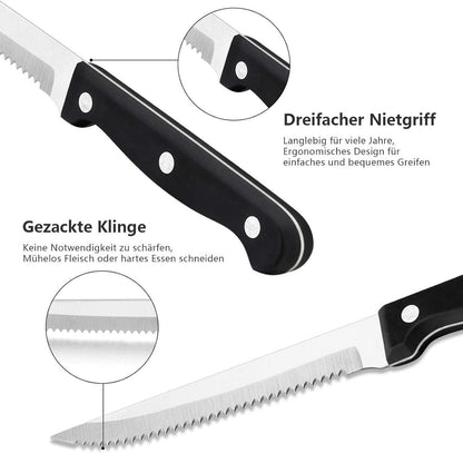 12-teilig Steakmesser-Set Edelstahl Besteck für Haus Restaurant