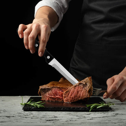 Homikit 12-teiliges Edelstahl Steakmesser Set, Gezackte Klinge, Spülmaschinenfest