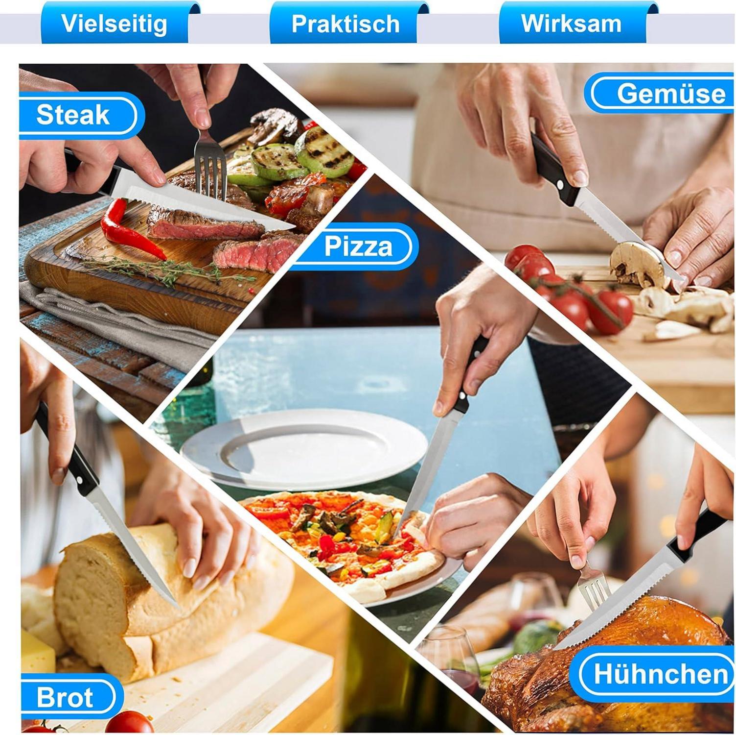 Homikit 12-teiliges Steakmesser Set Edelstahl Spülmaschinenfest