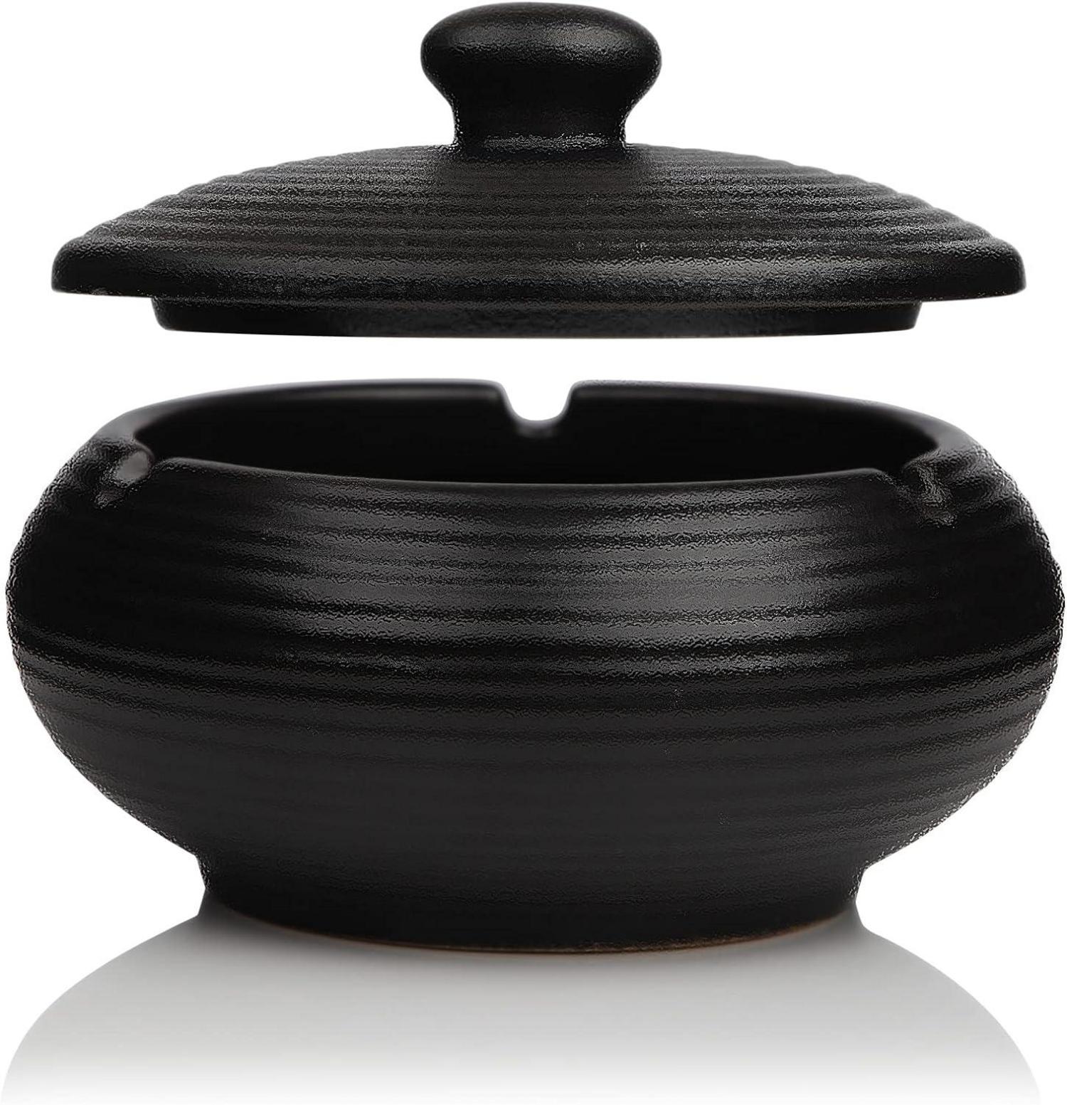 Keramik Aschenbecher mit Deckel Vintage Design für Draussen