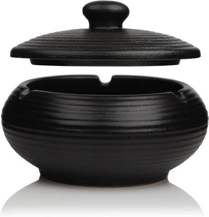 Keramik Aschenbecher mit Deckel Vintage Design für Draussen