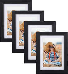 Bilderrahmen 4er Set 10x15 Schwarz Passepartouts 15x10 13x18 Wand
