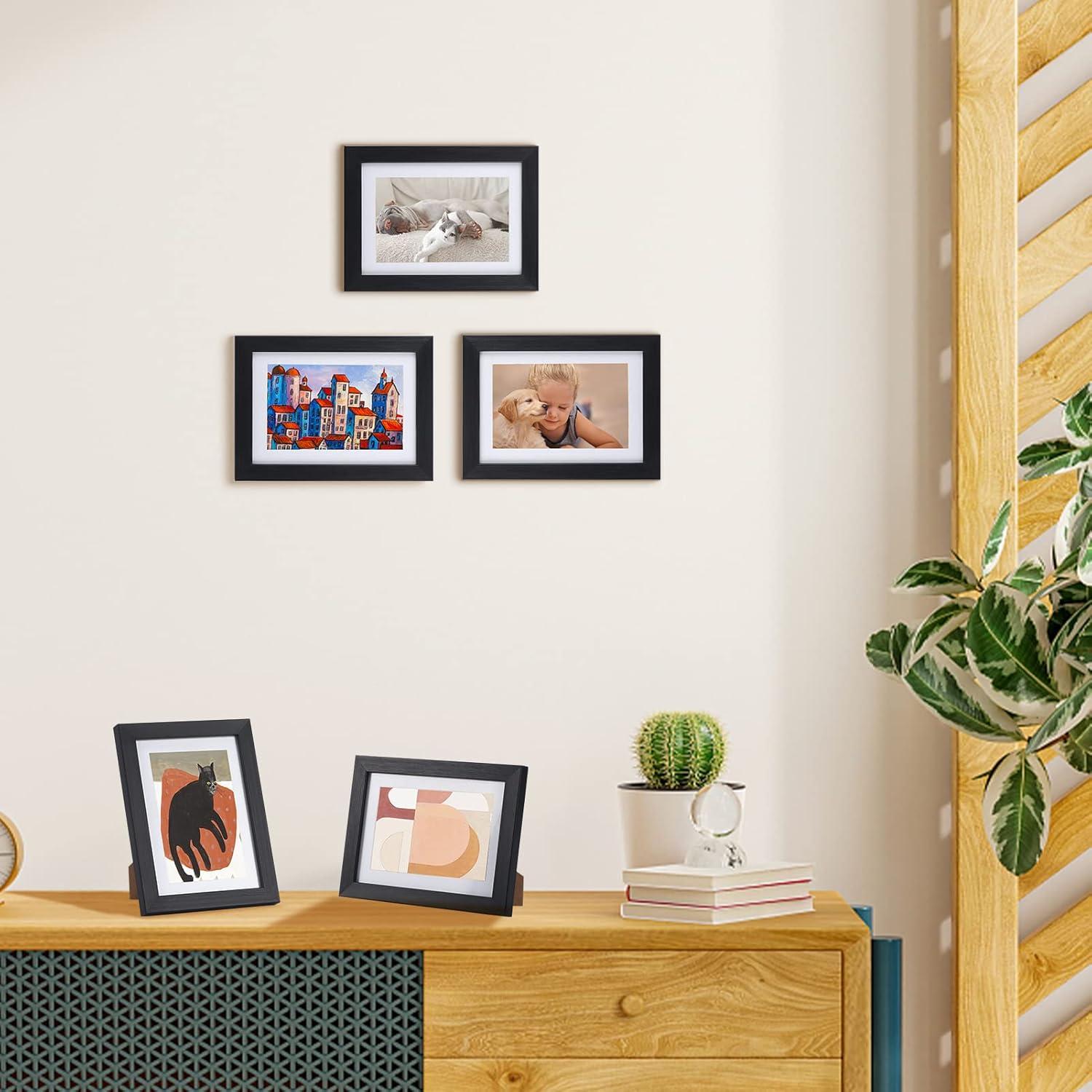 4er-Set Bilderrahmen 10x15 cm mit Passepartouts, Schwarz