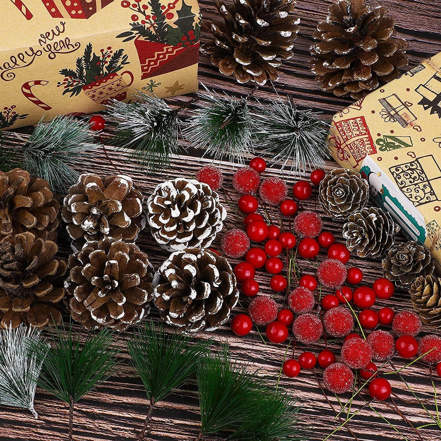 Künstliche Tannenzweige Beeren Tannenzapfen Christmas Deko Set