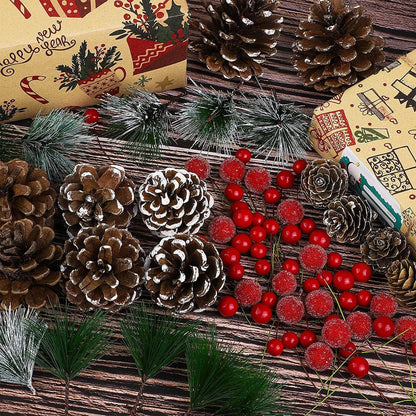 Künstliche Tannenzweige Beeren Tannenzapfen Christmas Deko Set