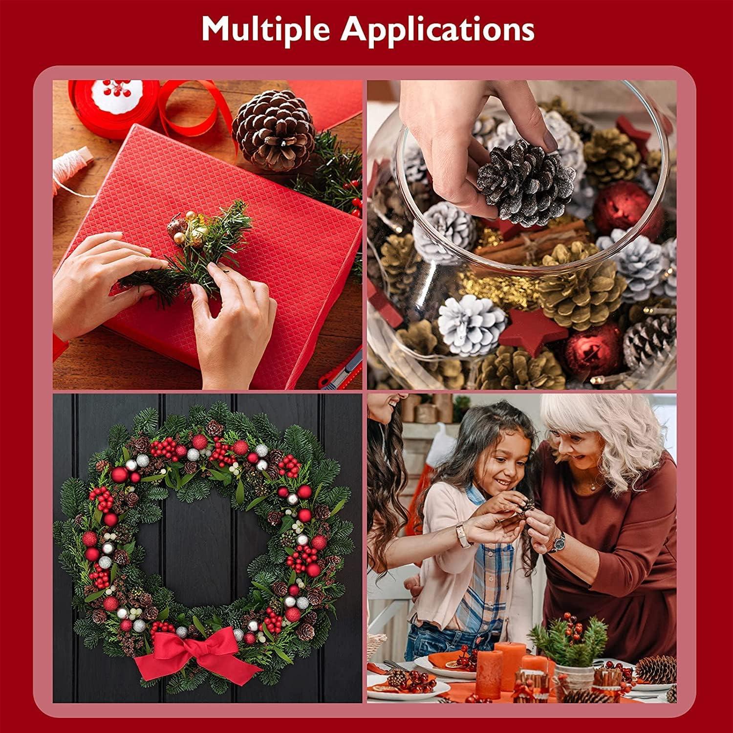 Künstliche Tannenzweige Beeren Tannenzapfen Weihnachtsdeko Set 130-teilig