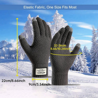 Winterhandschuhe Herren Damen Touchscreen Thermo Gestrickt Grau