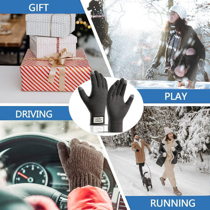 Winterhandschuhe Herren Damen Touchscreen Thermo Gestrickt Grau