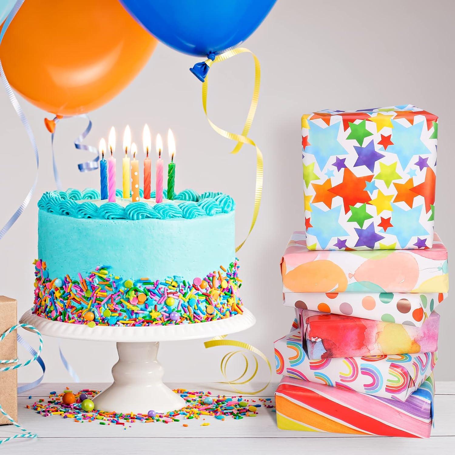 Geschenkpapier Set Kinder Geburtstag DIY Weihnachten 6 Stück 70x50cm