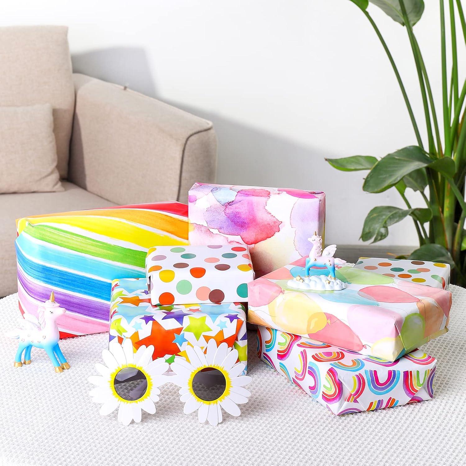 6-teiliges Geschenkpapier-Set für Geburtstag und Weihnachten 70x50cm