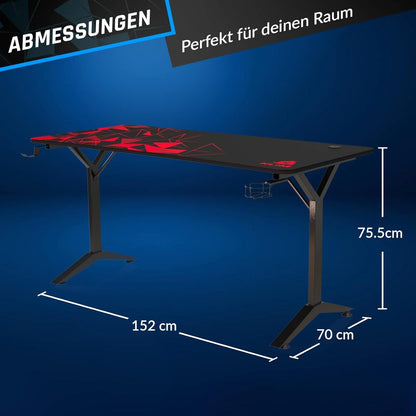 K152 Gaming Tisch 152 cm - Gaming Schreibtisch mit