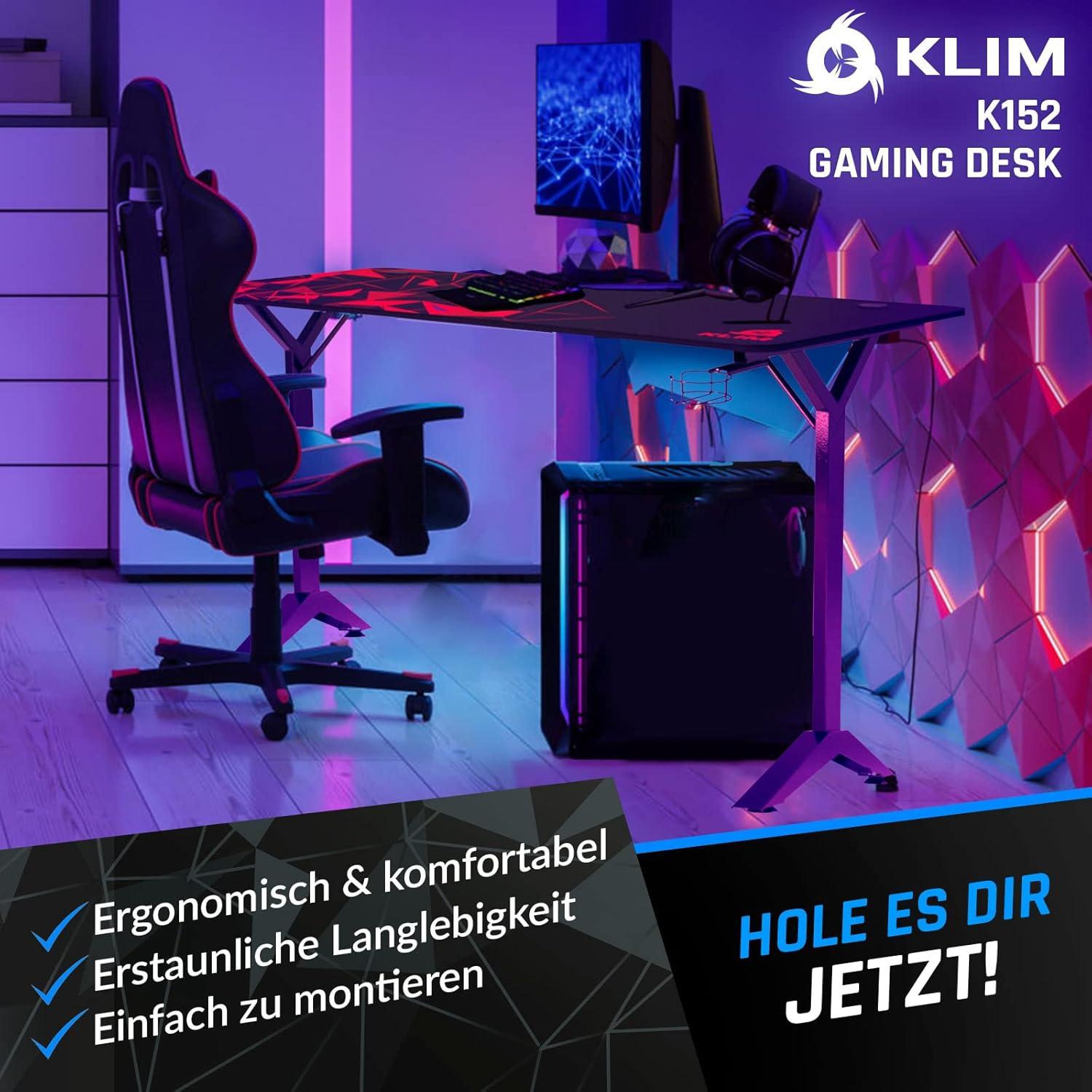 Gaming Tisch 152 cm mit Getränkehalter Headset Haken
