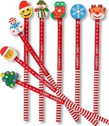 60x Weihnachtsstifte mit Radiergummis in 8 Stilen für Kinder