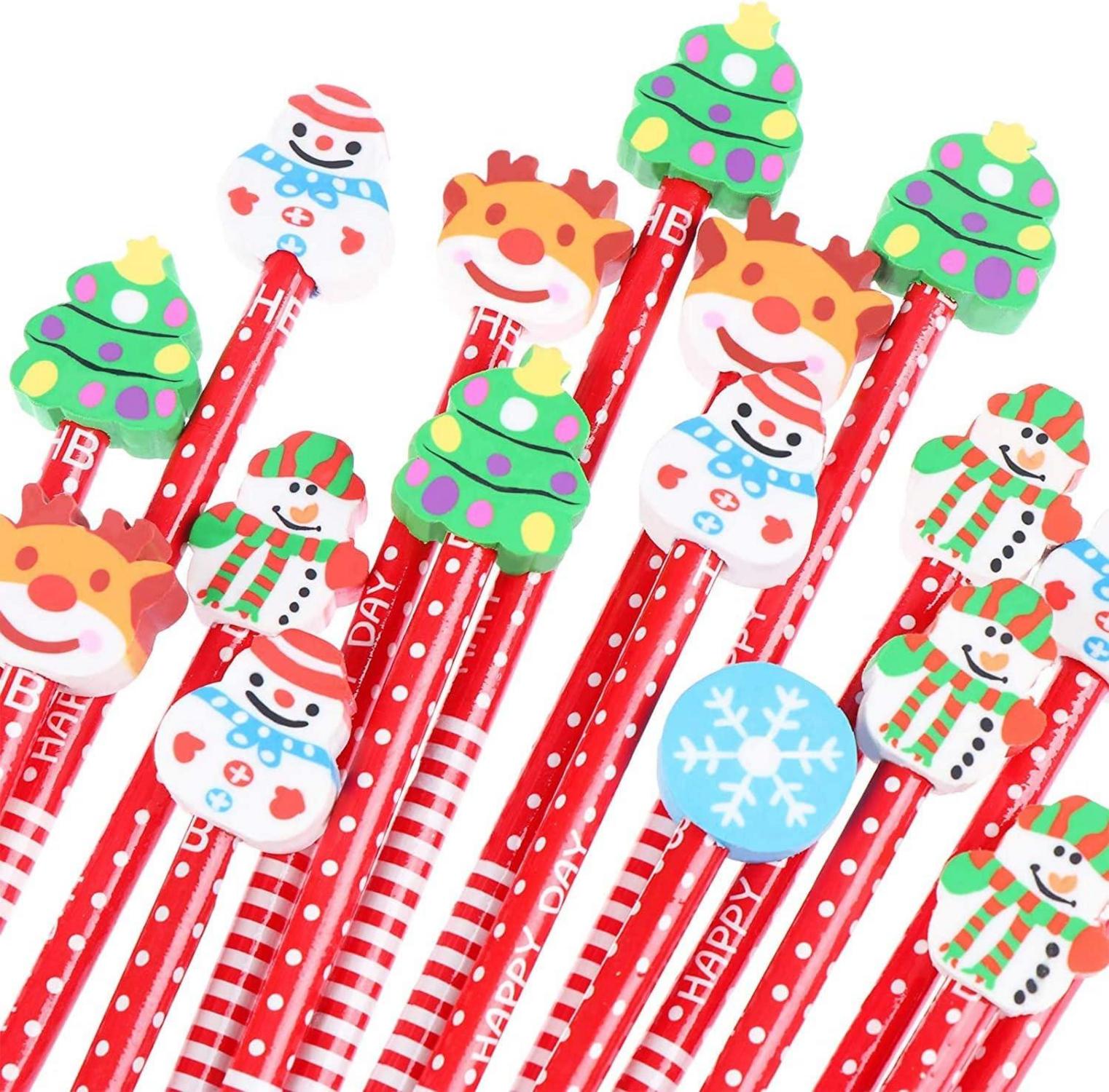 60 Weihnachtsstifte mit Radiergummis, 8 Stile Cartoon