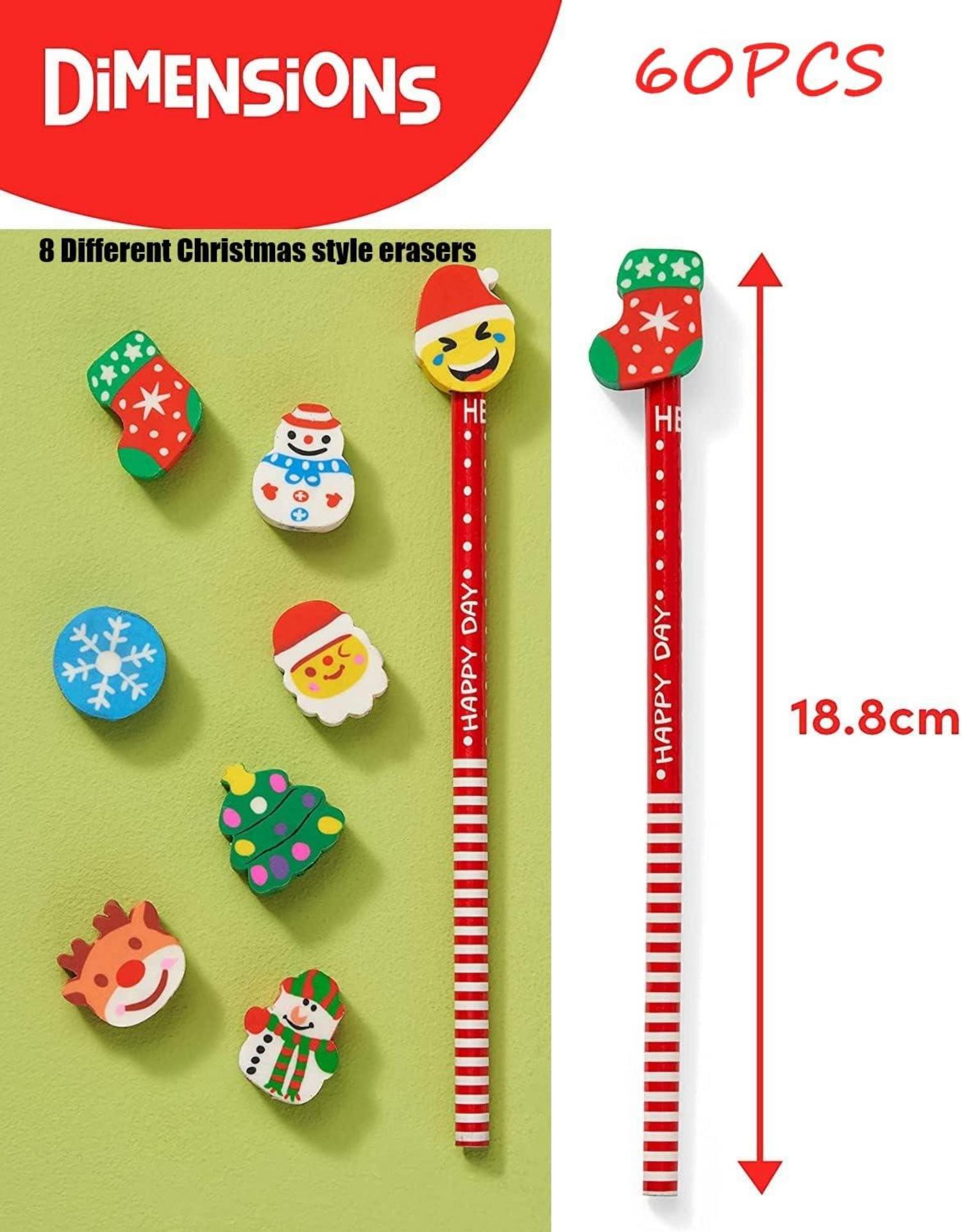 60 Weihnachtsstifte mit Radiergummis, 8 Cartoon-Stile, Kinder Geschenk, Weihnachtsstrumpf Füllstoffe