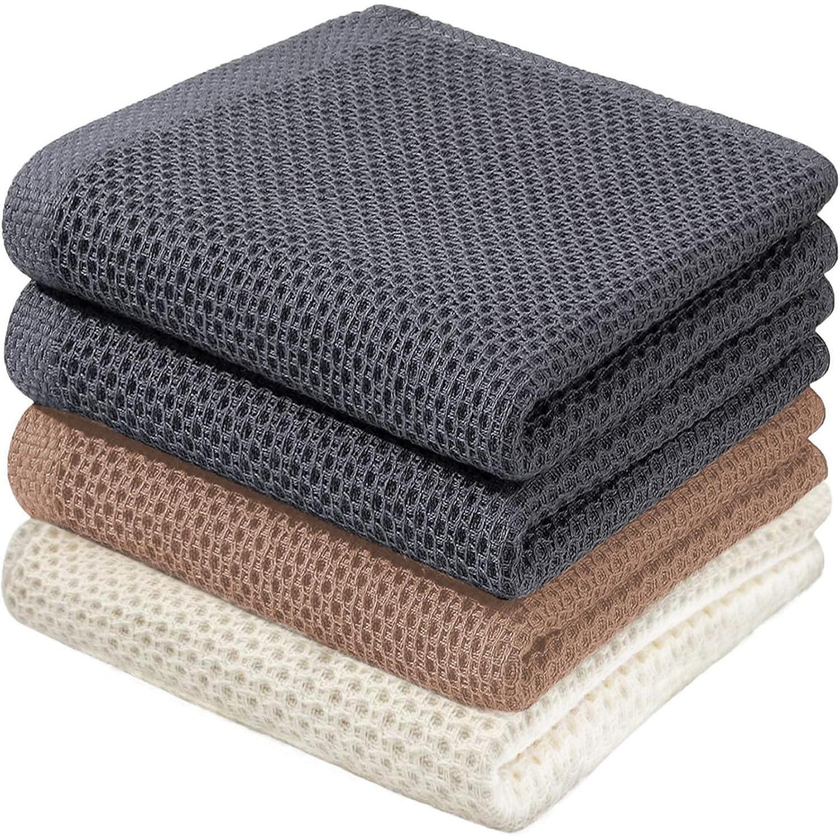 Geschirrtücher Baumwolle 4er-Pack 33x74 cm Grau Beige Braun