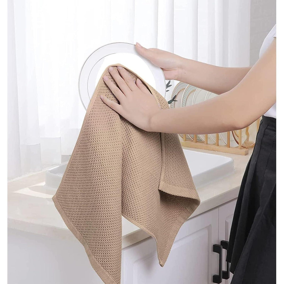 Geschirrtücher Baumwolle 4er-Pack 33x74 cm Grau Beige Braun