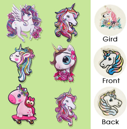 Bügelbilder Kinder für Textilien Aufnäher Set 6 Stück Cartoon Patches Bügelflicken