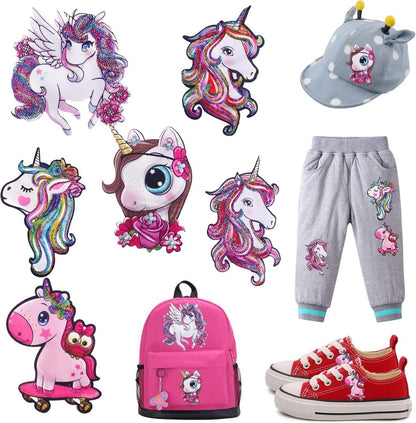 Aufbügeln Kinder Bügelbilder Set Aufnäher Einhorn Patches 6