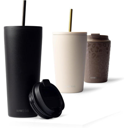 Thermobecher mit Strohhalm 700ml doppelwandig isoliert