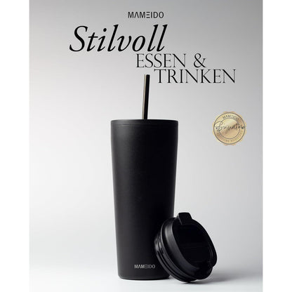 Thermobecher mit Strohhalm 700ml doppelwandig isoliert