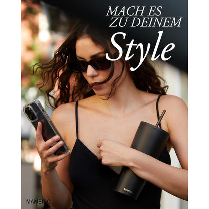 Thermobecher mit Strohhalm 700ml doppelwandig isoliert