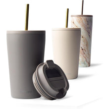 Thermobecher mit Strohhalm 470ml doppelwandig isoliert