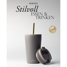 Thermobecher mit Strohhalm 470ml doppelwandig isoliert