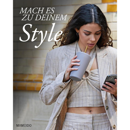 Thermobecher mit Strohhalm 470ml doppelwandig isoliert