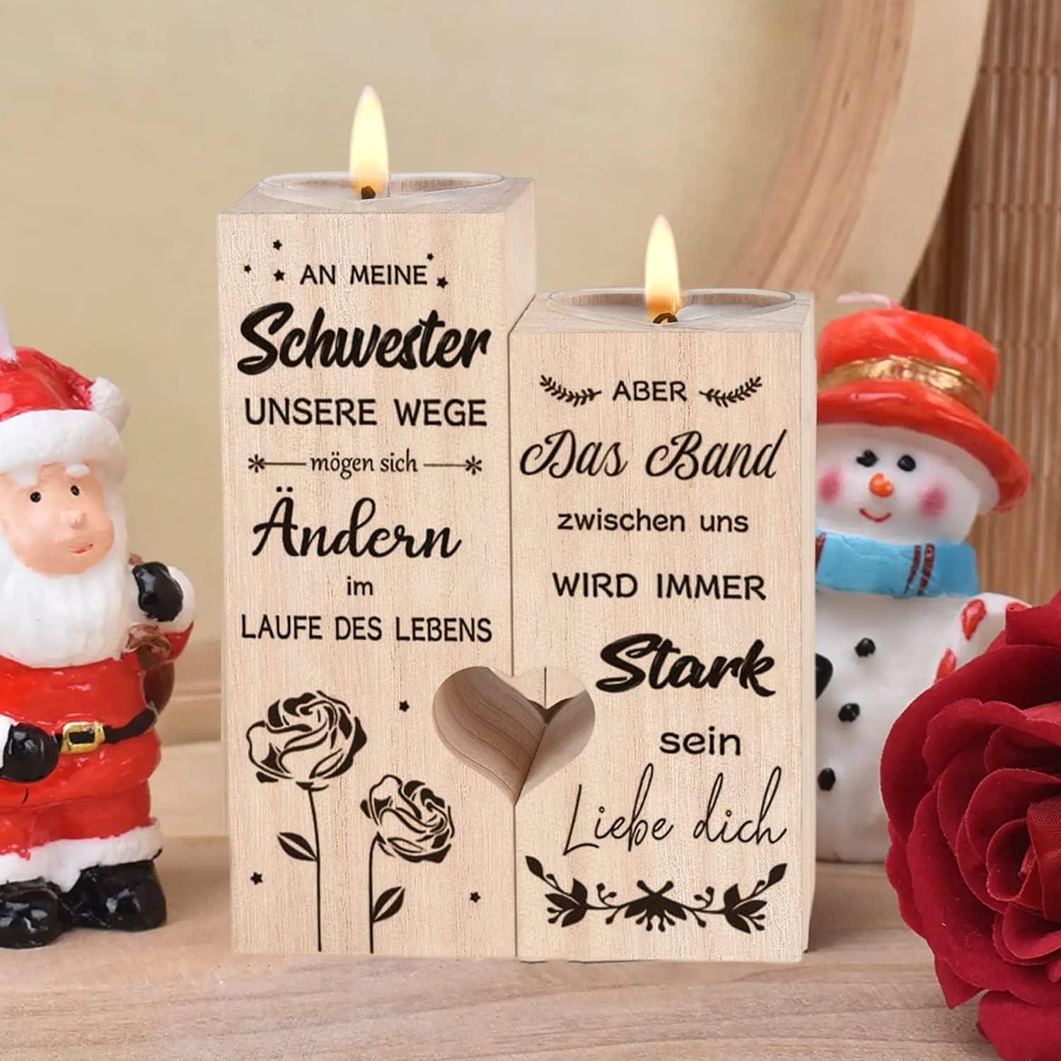 Herz Kerzenhalter Holz Personalisiert Schwester Geschenk Liebe