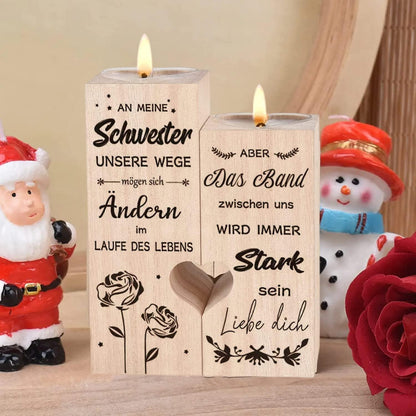 Herz Kerzenhalter Holz Personalisiert Schwester Geschenk Liebe