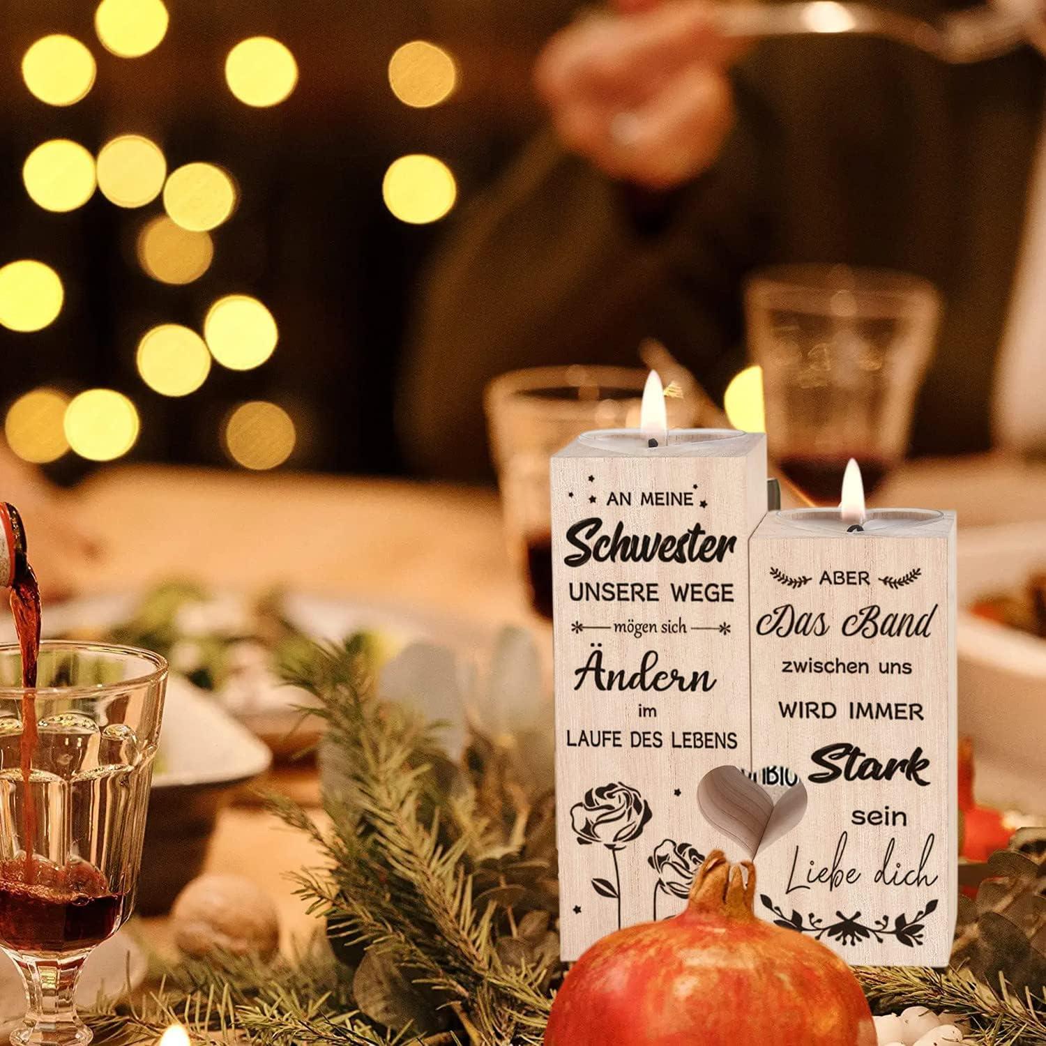 Herz Kerzenhalter Holz Personalisiert Schwester Geschenk Liebe