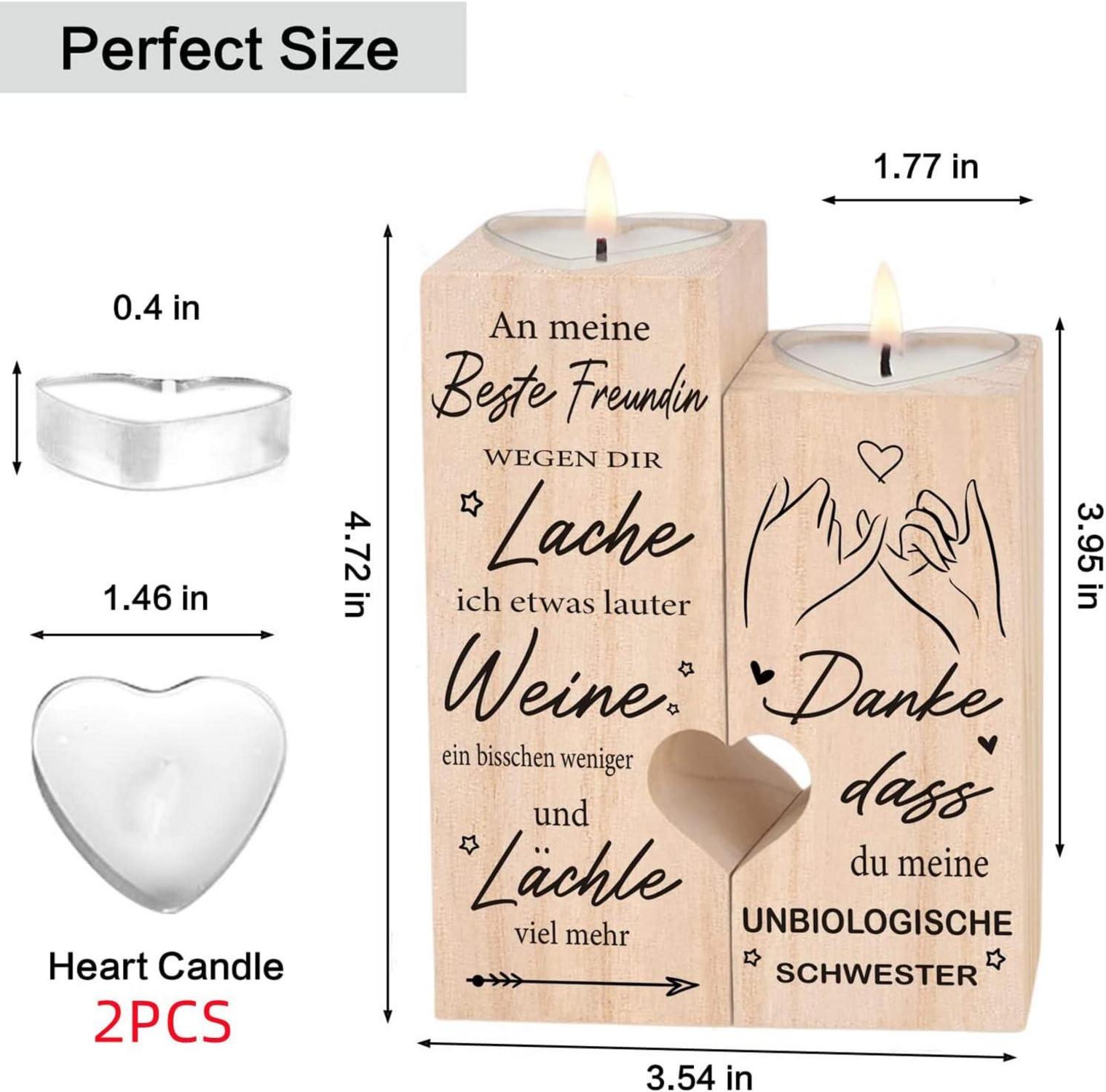 Beste Freundin Geschenk Herz Kerzenhalter Holz Geburtstag