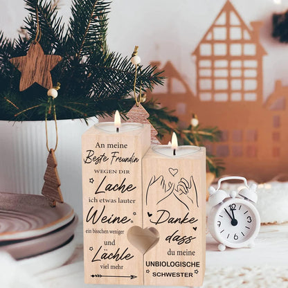 Beste Freundin Geschenk Kerzenhalter Holz Herzform Geburtstag