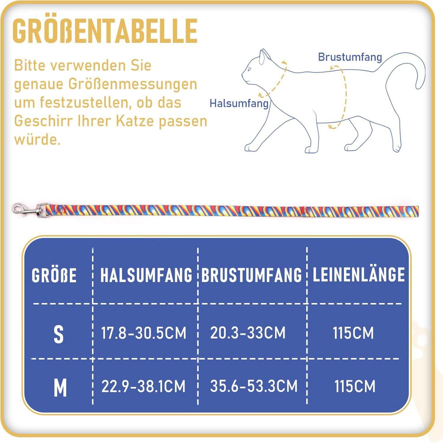 Ausbruchsicheres Katzengeschirr mit Leine für kleine und große Katzen