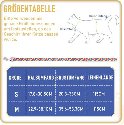 Ausbruchsicheres Katzengeschirr und Leine Orange M mit