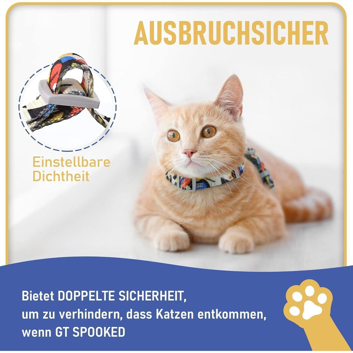 Katzengeschirr ausbruchsicher mit Leine, verstellbar, leicht, M Schwarz
