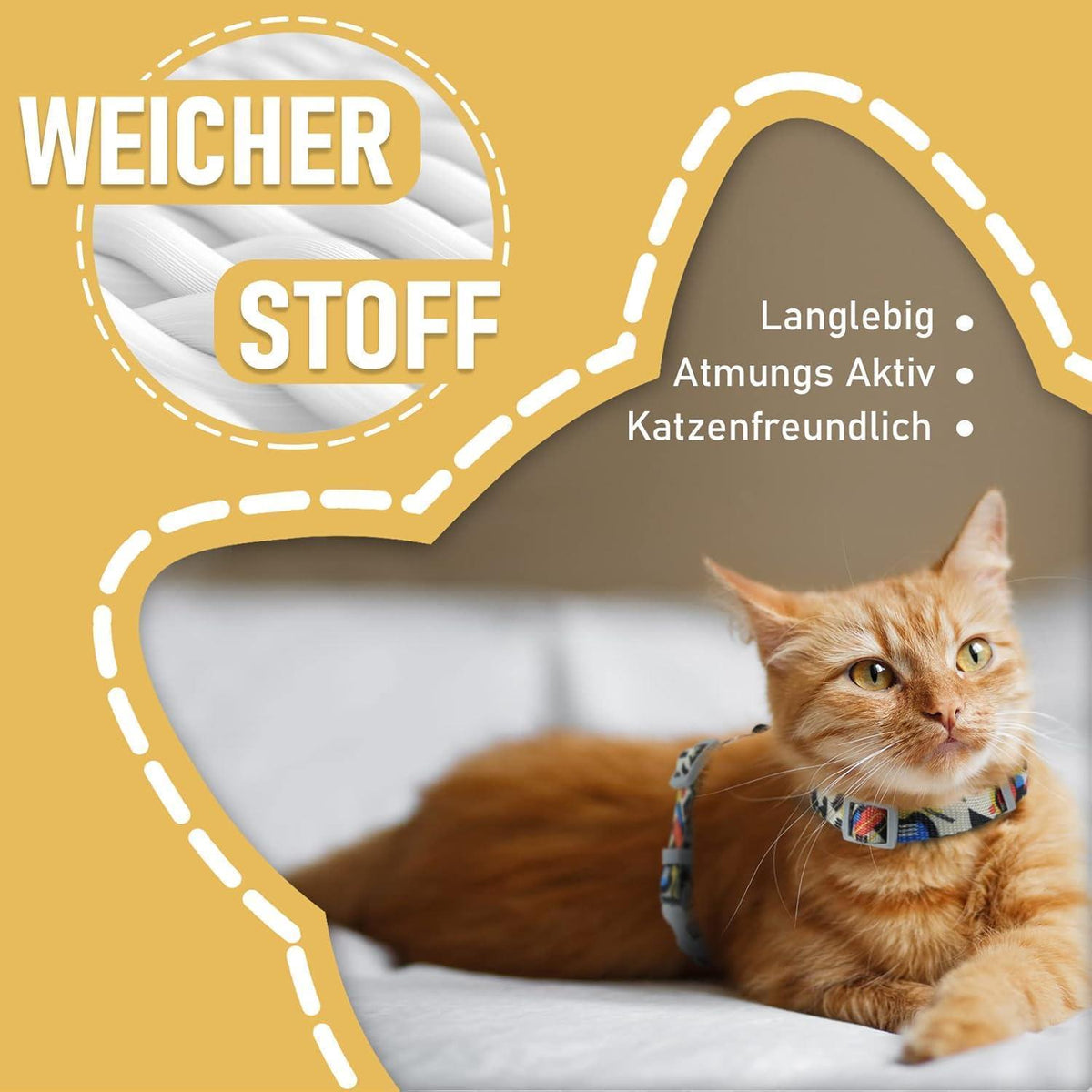 Katzengeschirr ausbruchsicher mit Leine, verstellbar, leicht, M Schwarz