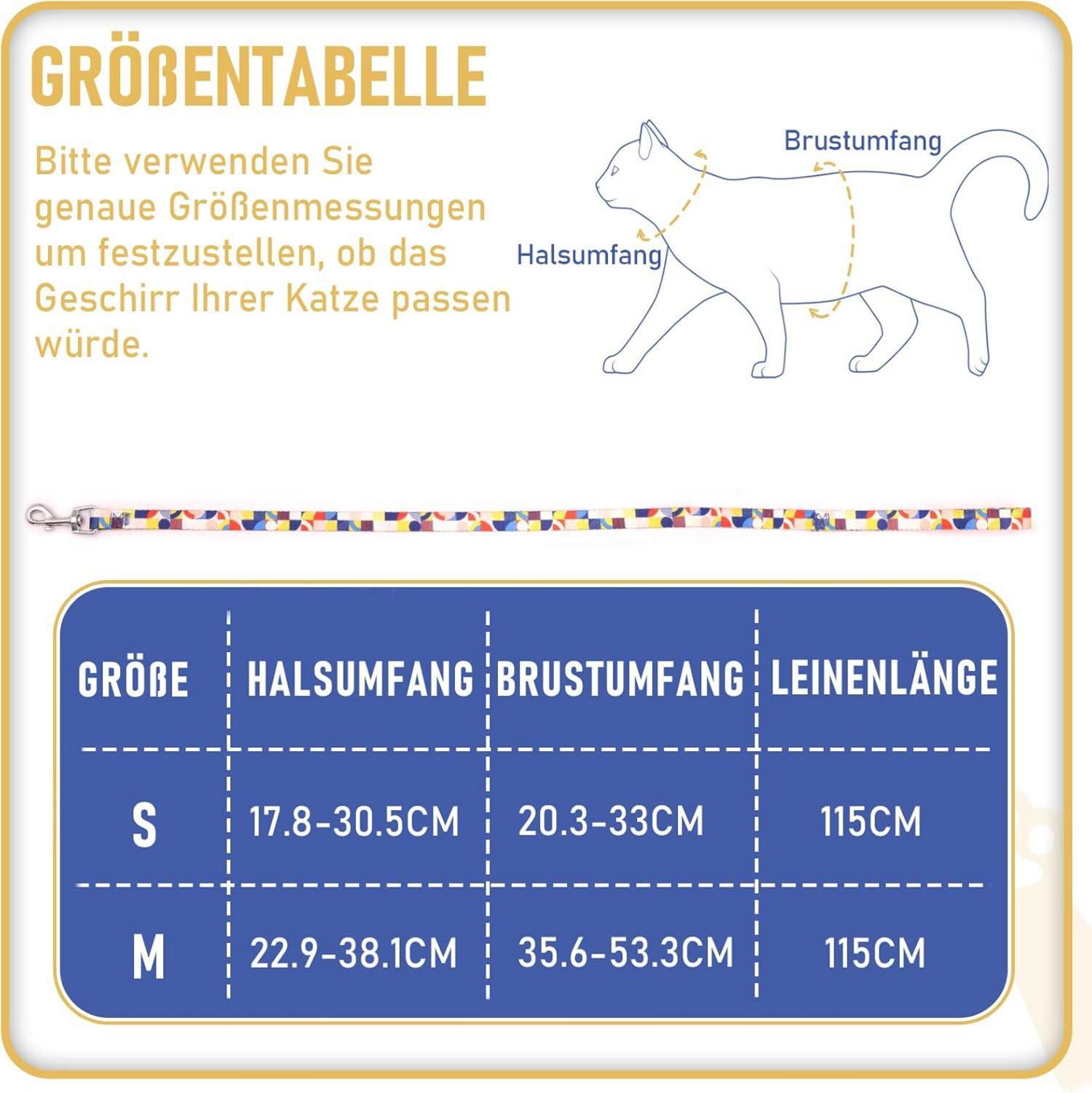 Ausbruchsicheres Katzengeschirr mit Leine und verstellbaren Schnallen
