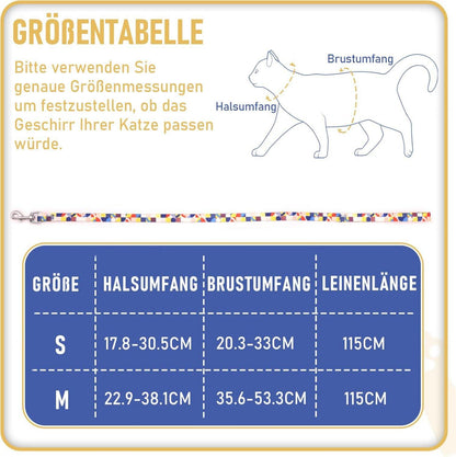 Ausbruchsicheres Katzengeschirr mit Leine und verstellbaren Schnallen