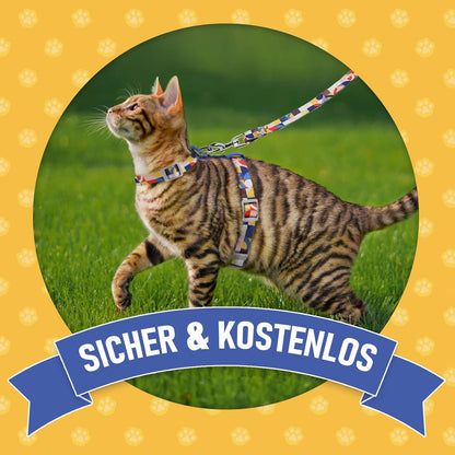 Ausbruchsicher Katzengeschirr und Leine für Katzen Blau M