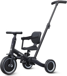 Kleinkinder-Dreirad mit Schiebegriff 5-in-1 Schwarz