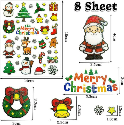 312er Glitzer Weihnachtssticker Selbstklebend für Kinder