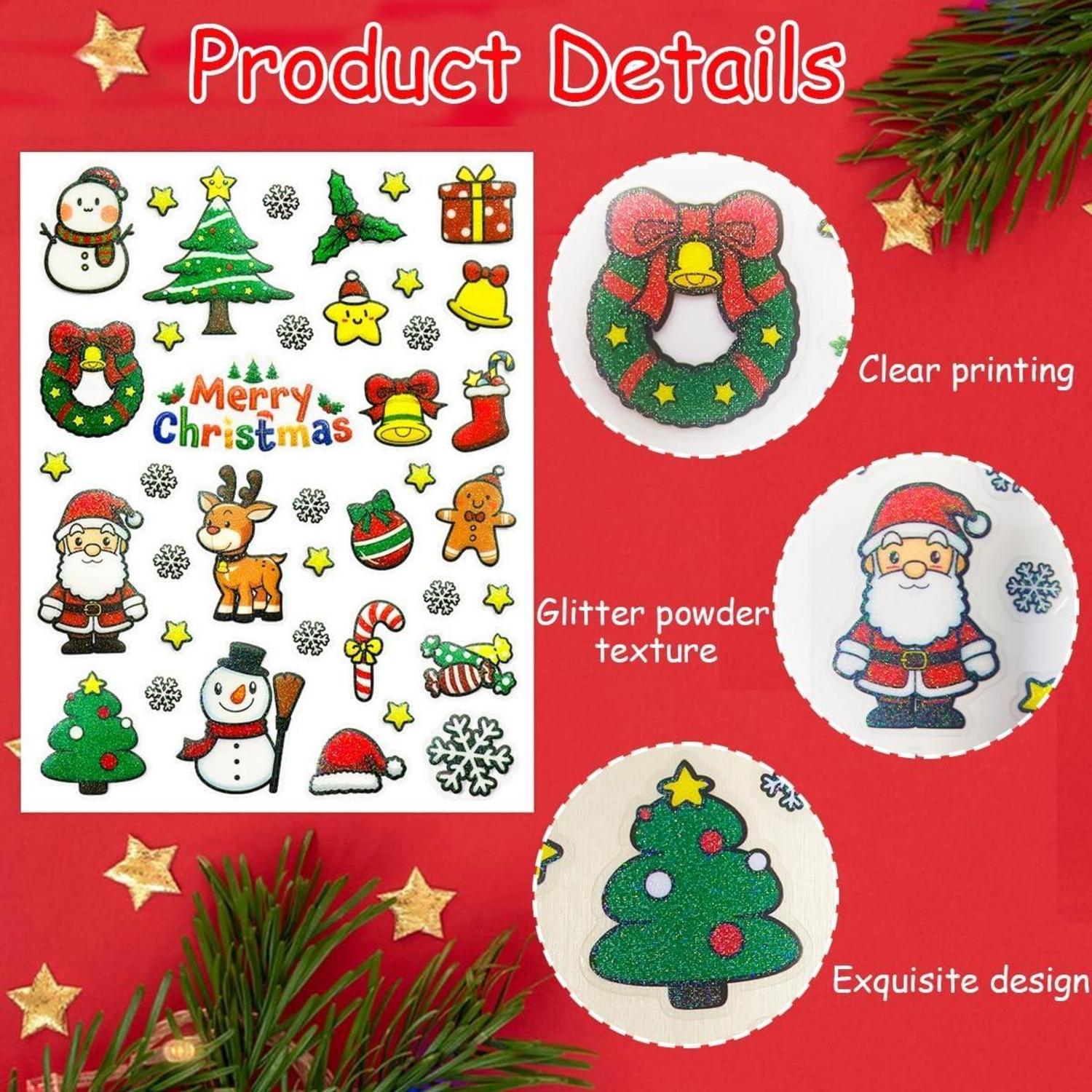 312 Weihnachtssticker Glitzer Selbstklebend Sticker Weihnachten Kinder