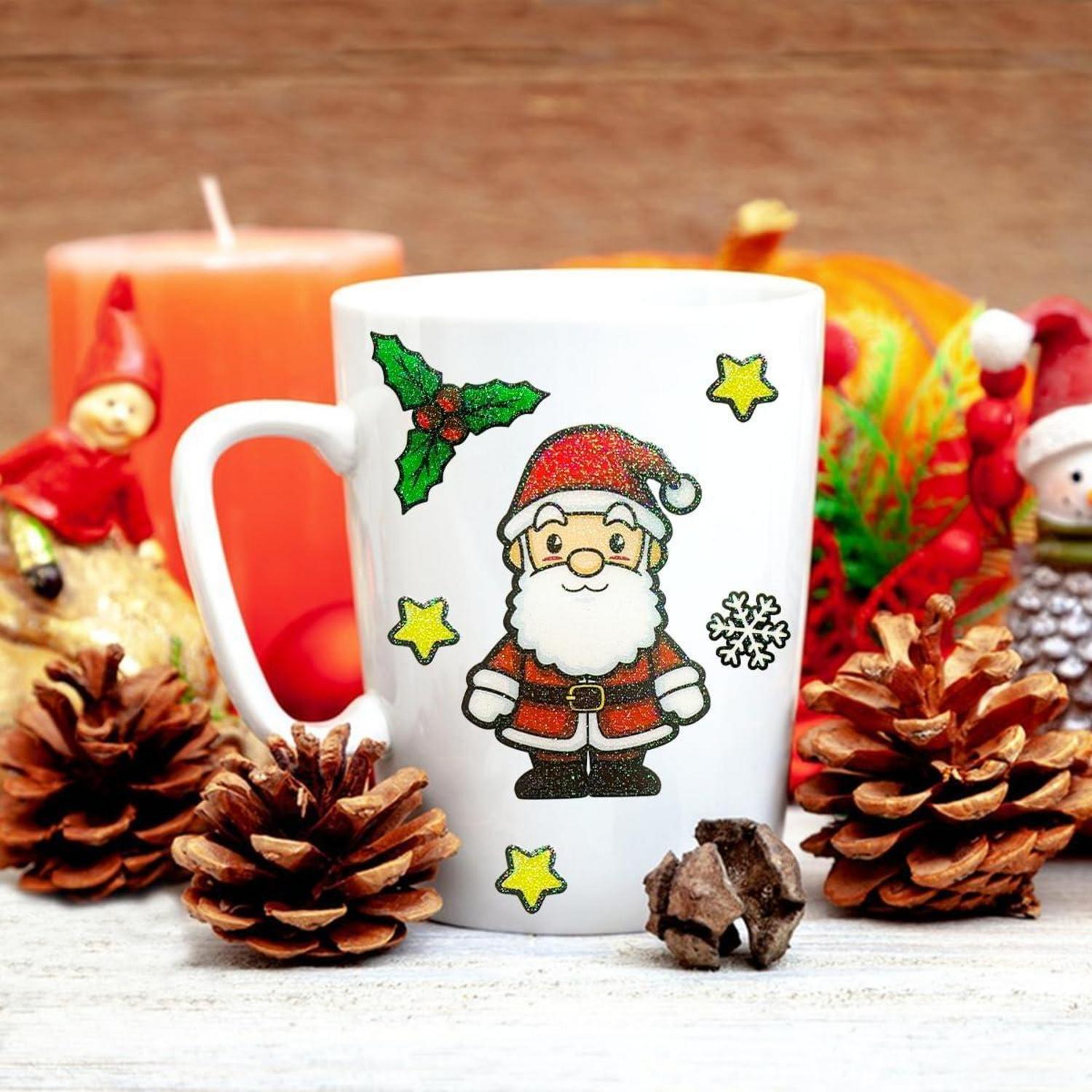 312 Weihnachtssticker Glitzer Selbstklebend Weihnachten DIY Basteln