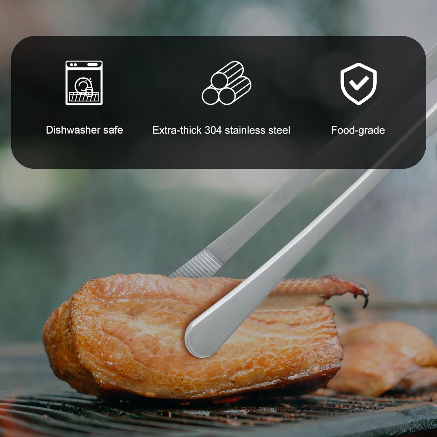 Grillzange Edelstahl Lang 30CM Kochpinzette Küche 2er Set