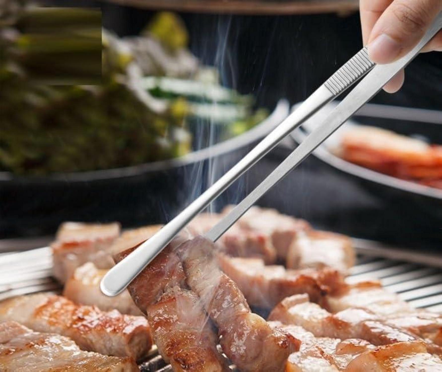 Premium Edelstahl Grillzange 30cm - Küchenpinzette Profi Set