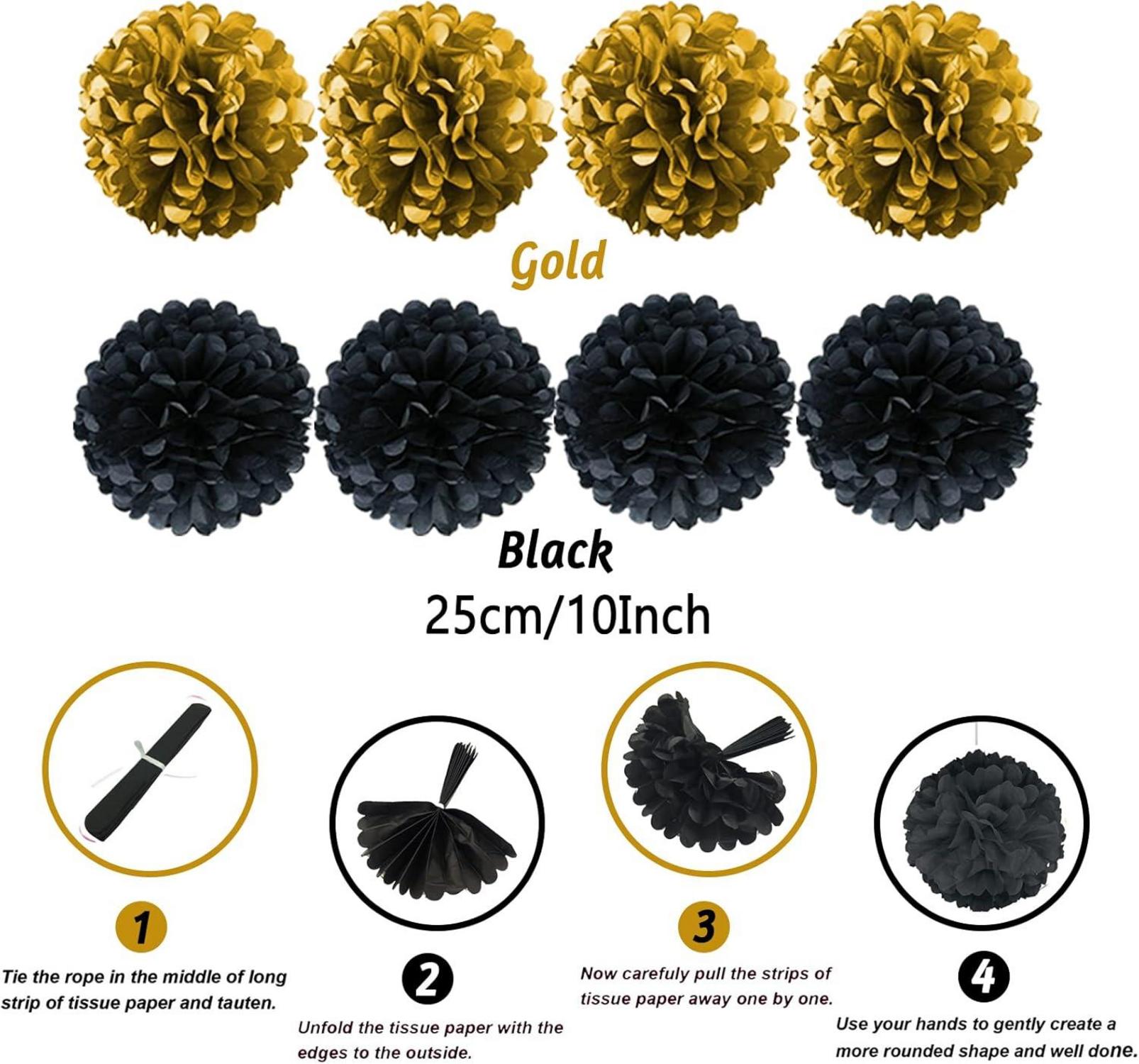 ZERODECO Party Dekoration Set Schwarz Gold 41 Stück