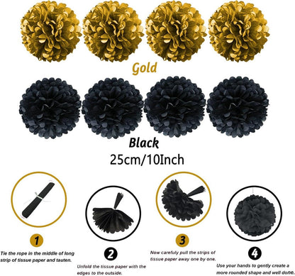 ZERODECO Party Dekoration Set Schwarz Gold 41 Stück