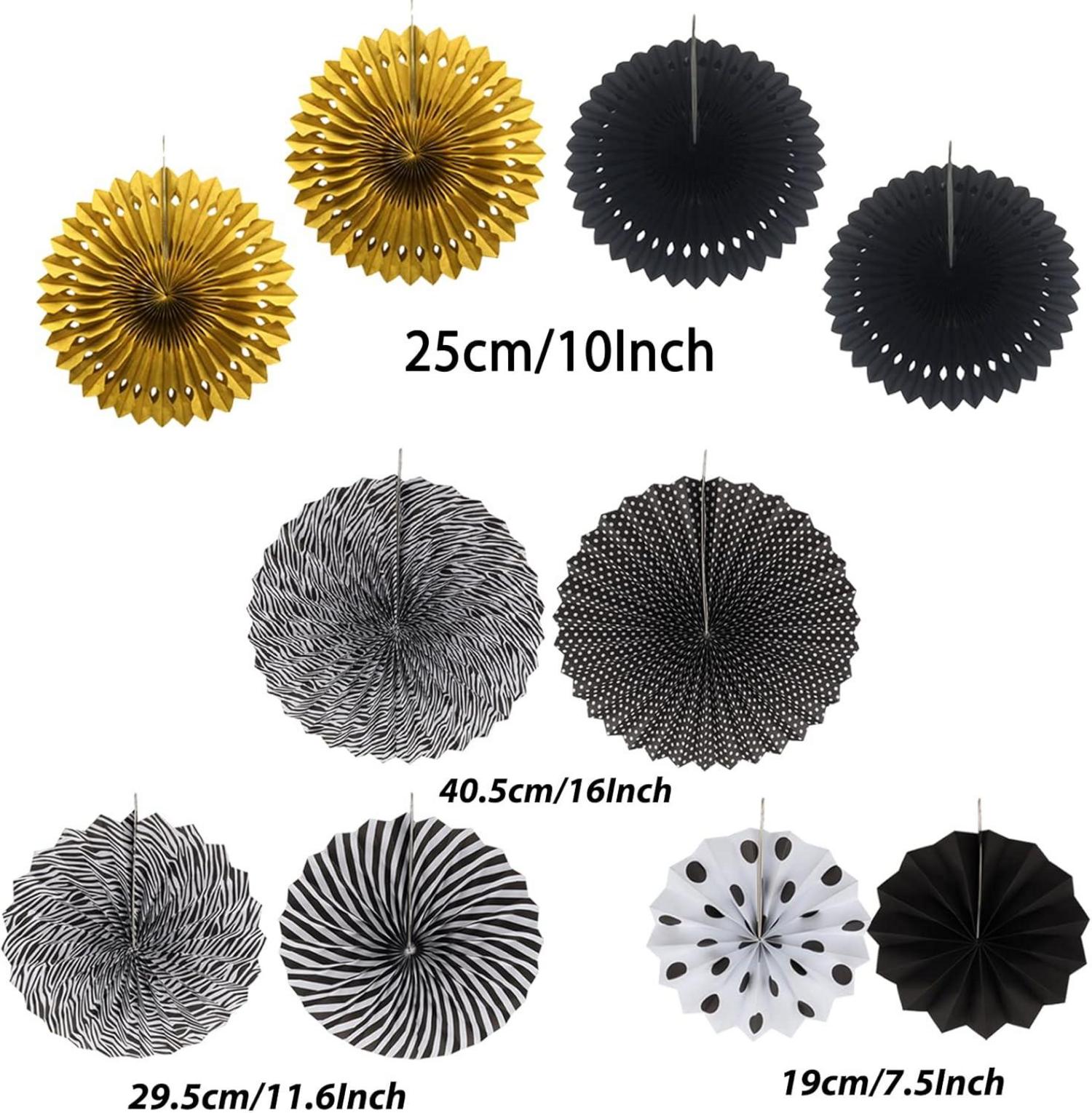 Schwarze Gold Party Deko Set 41-teilig Pompoms Girlande Geburtstag Hochzeit